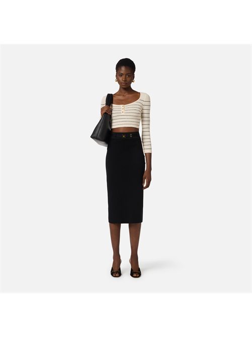 Gonna in maglia con bande in viscosa lucida ELISABETTA FRANCHI | GK27S61E2/685